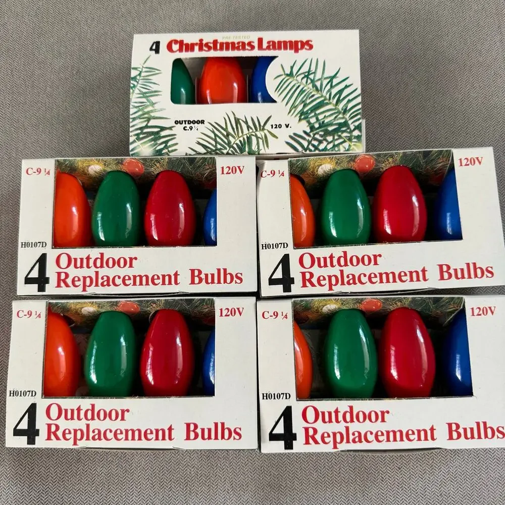 Vintage C9 Christmas Light Replacement Bulbs 4 Packs Multicolor White Lot of 52